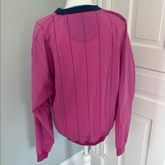 Vintage 1990s Pink Striped Crewneck pullover windbreaker Eddie Bauer size small - Picture 3 of 6